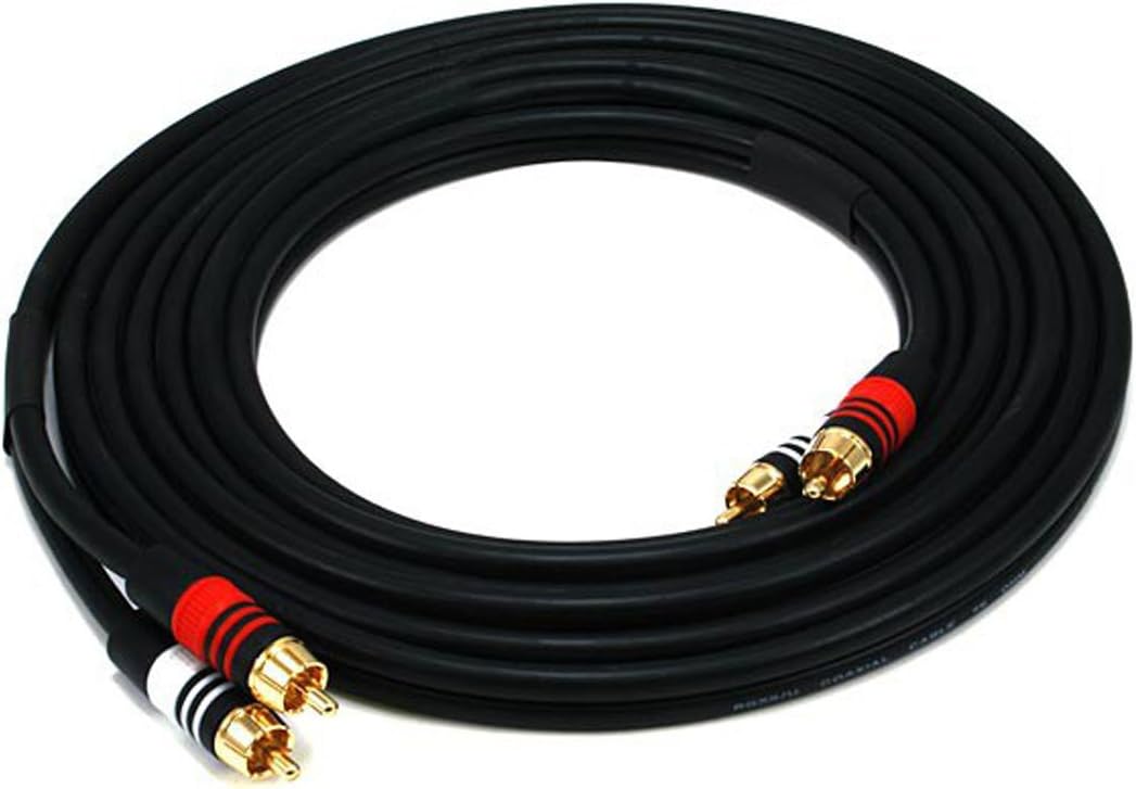 Monoprice 1.5ft Premium 2 RCA Plug/2 RCA Plug M/M 22AWG Cable - Black: Home Audio & Theater
