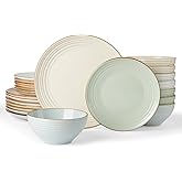 Famiware Jupiter Dinnerware Set, Plates and Bowls Dish Sets for 8 (24 Pieces), Microwave and Dishwasher Safe Stoneware Speckled Tableware, Chip and Scratch Resistant, Multi-color