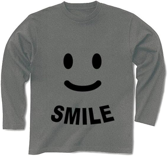 Amazon ニコニコ笑顔の かわいいグッズ かおシリーズ スマイル 文字入りver 長袖tシャツ Pure Color Print Tシャツ カットソー 通販