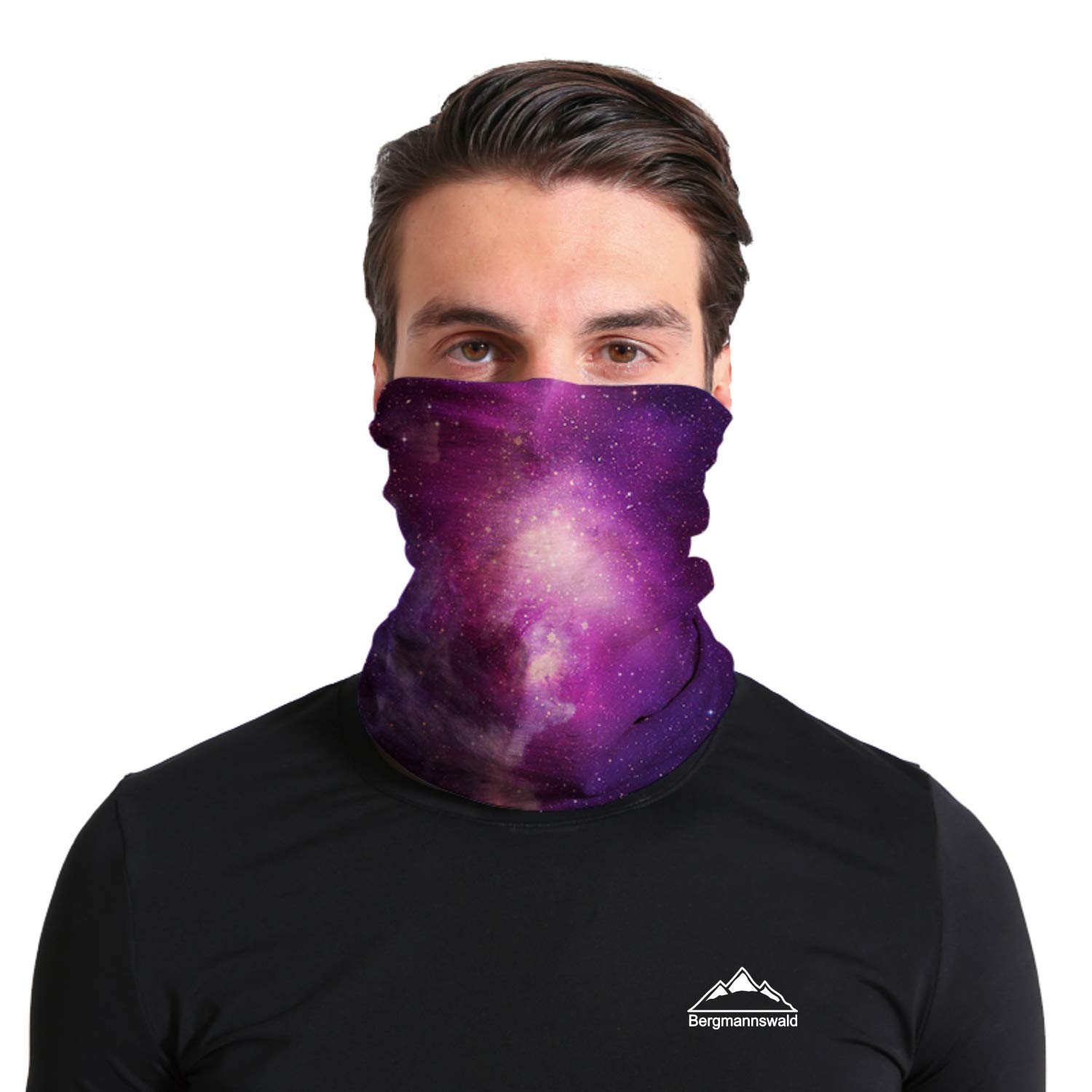 Bergmannswald® Sewn-on multifunctional scarf, breathable and flexible, ideal for sports, travelling or motorcycling (Galaxy, pack of 1)