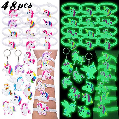 Pawliss 48 pack emoji unicorn bracelets glow-in-the-dar…