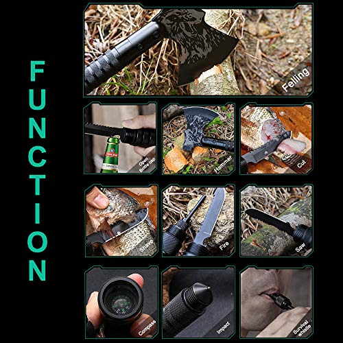 LIANTRAL Survival Camping Axe, Folding Tactical Axe Hatchet with Hammer