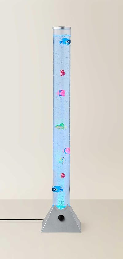 MiniSun 90cm Colour Changing LED Bubble Tower Floor Light with Assorted Fish