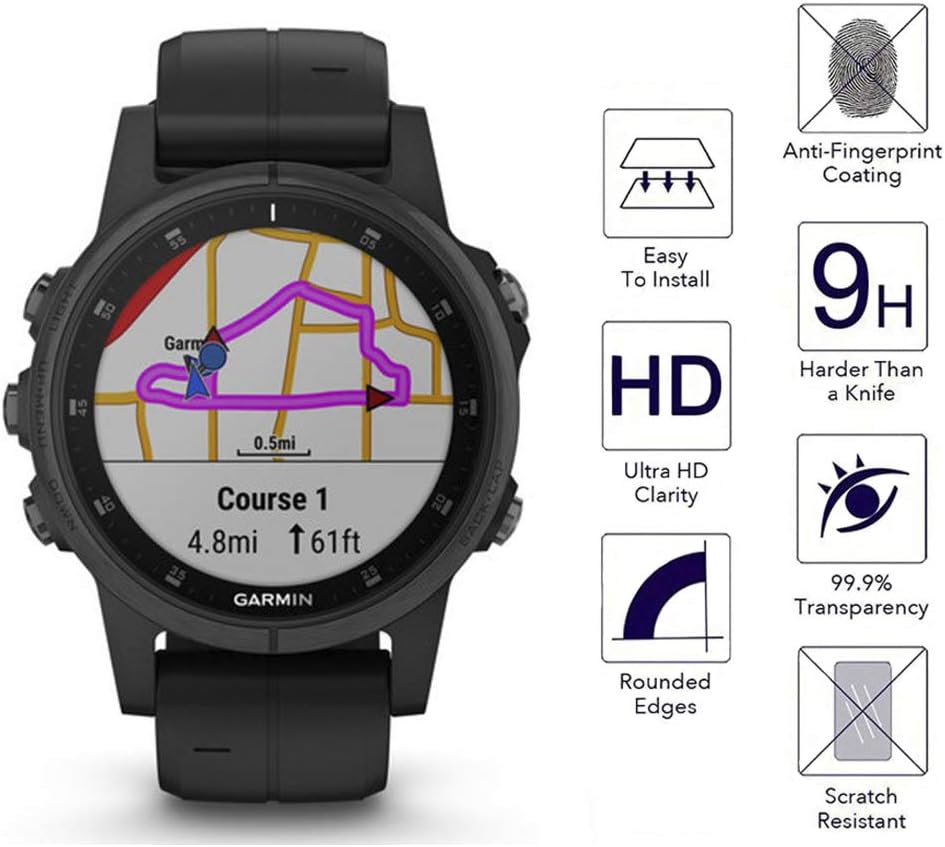 Youniker 3 Pack for Garmin Fenix 5S Plus Screen Protectors Tempered Glass for Garmin Fenix 5S Smart Watch Screen Protector Foils Glass Anti-Scratch Anti-Fingerprint Bubble Free - Image 3