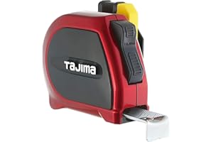 TAJIMA Tape Measure - SAE & Metric Scale 25ft/7.5m x 1 inch Sigma Stop Measuring Tape with Acrylic Coated Auto Locking Blade 