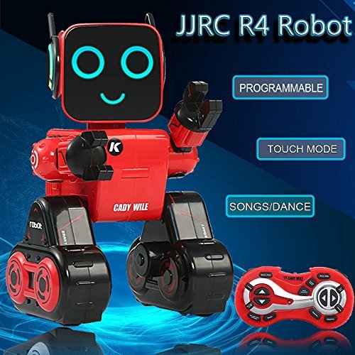 JJRC Remote Control Robot, R4 RC Robot (Interactive Robot + Large Capacity Coin Bank + Voice Recording and Alerting + Programming and Obstacle Avoidance + Personal Delivery Assistant) for Kids (Red)