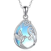 HBLICY Hummingbird/Mermaid Necklace 925 Sterling Silver Moonstone Pendant Jewelry Gift for Women