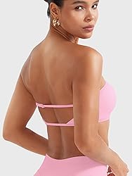 YEOREO Women Strapless Bandeau Sports Bra Padded