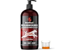 BEST PAW NUTRITION Pure Wild Alaskan Salmon Oil for Dogs & Cats Skin and Coat - Fish Oil Liquid with Pump - Supports Joint Function, Immune & Heart Health - Omega 3 Liquid Food Supplement - All Natural EPA + DHA - 32oz