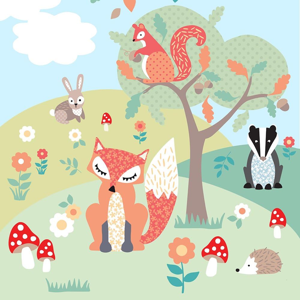Riva Paoletti Kids Woodland Wall Art Mural, Green, Adaptable Wall Paste Application, Paste Included - Image 3
