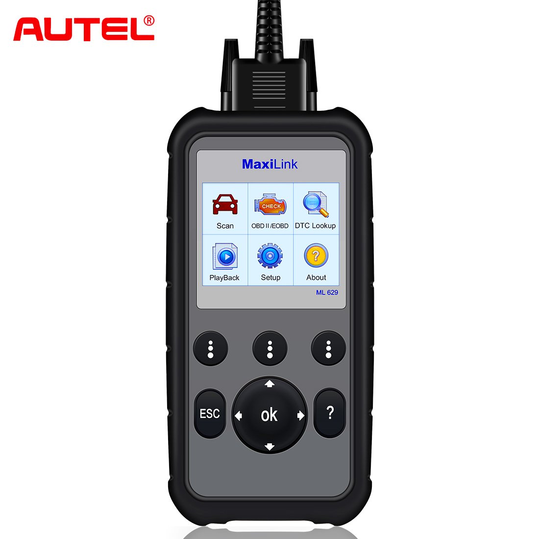 Autel MaxiLink ML629 CAN OBD2 Scanner Code Reader  +ABS/SRS/Engine/Transmission Diagnostic Scan Tool, Turns Off Engine Light  (MIL) and ABS/SRS Warning Lights ...