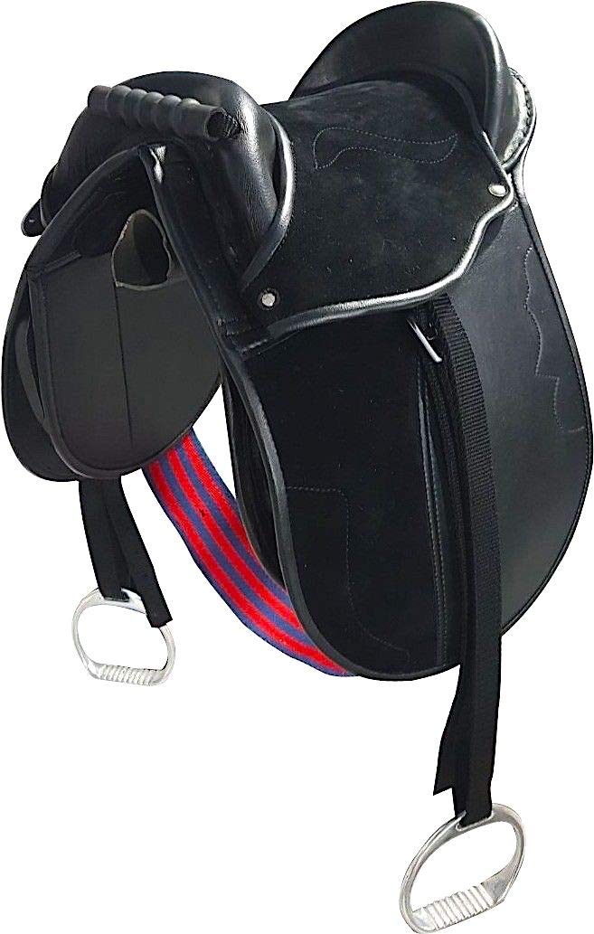Cwell Equine Kids PONY PAD/Cub Saddle complete with stirrups, girth & Straps (10 Inches, Black)