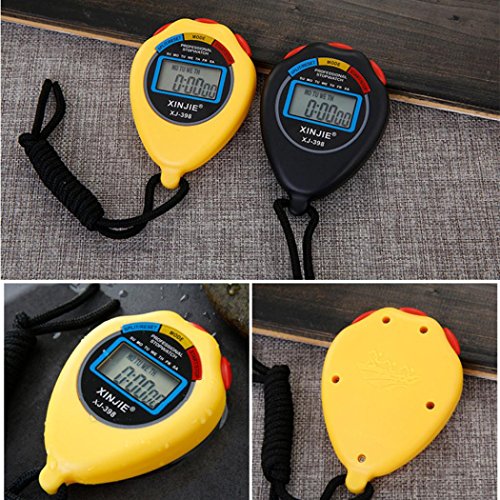 Digital Stopwatch Timer, Staron Digital Professional Handheld LCD Chronograph Waterproof Sports Stopwatch Timer Stop Watch (Yellow) - Thumbnail 3