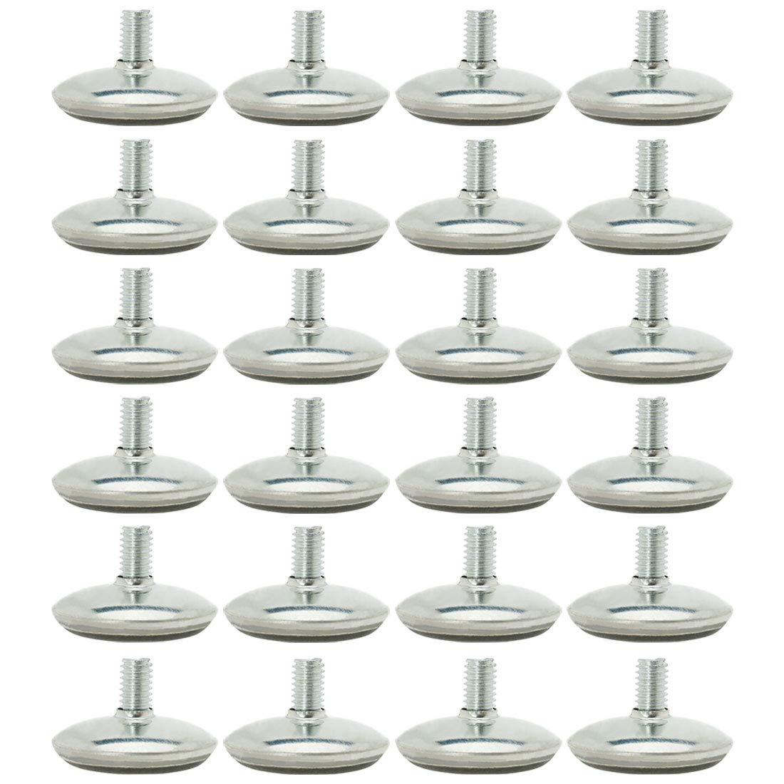 sourcingmap M6 x 10 x 30mm Furniture Glide Leveling Feet Adjustable Leveler Floor Protector for Table Sofa Leg 24 Pack