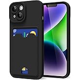 oakxco for iPhone 14 Plus Case with Card Holder, Cute Silicone Wallet Phone Case with Credit Card Slot, Soft Rubber Thin Slim Purse for Women Men with Shockproof Camera Cover Protection, Black