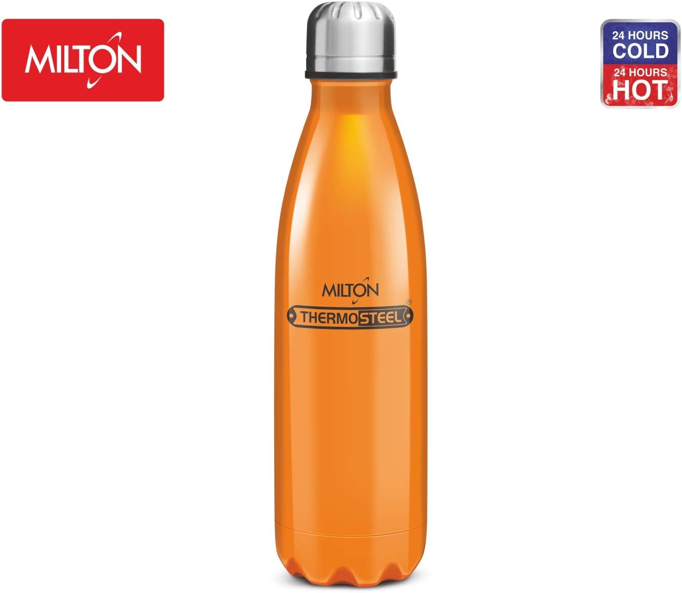 Thermosteel Duo Deluxe Insulated Water Bottle 18/8 Stainless Steel Double Walled for Hot & Cold (Orange, 25 oz (750 ml))