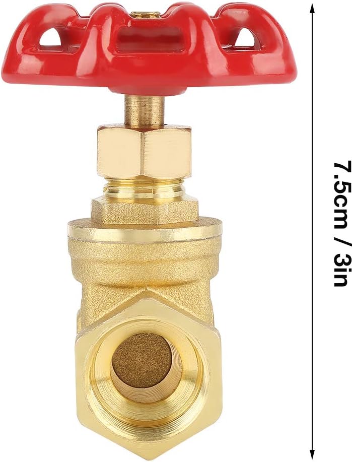 DN15 Brass knob Type encrypted Gate Valve BSPP G1/2 Rotary Sluice Valve 232PSI for Water Oil Gas with Red Head Handle - Image 3