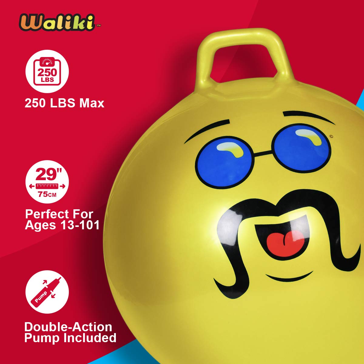 WALIKI Adult Size Hopper Ball Hippity Hop Hopping Hop Ball Jumping Ball Yellow Like A