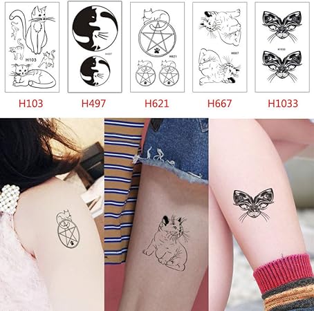 Adgkitb Autocollant Animal Tatouage Chat Chien Loup Tatouage