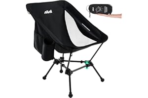 MISSION MOUNTAIN Compact Camping Chair, Lightweight Folding Camp Chairs for Adults, Portable Camping Chair, Ultralight Backpacking Chair for Outdoor, Beach, Picnic, Hiking - Black