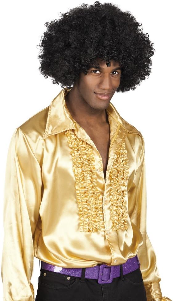 Shoperama 70s Ruffle Shirt for Men 70s Disco Strike Move Bad Taste, Gold