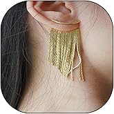 Fashion 14k Gold Tassel Drop Dangle Earrings for Women Boho Silver Long Fringe Dangling Earrings Statement Earrings Jewelry Gifts