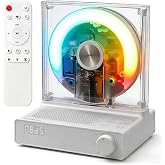 MYDASH Retro Bluetooth CD Player for Home with Speakers, Remote, USB, AUX | Rechargeable Type-C design, visible disc window, FM radio, sleep timer, gift-ready style for bedroom, dorm, and desk setups.