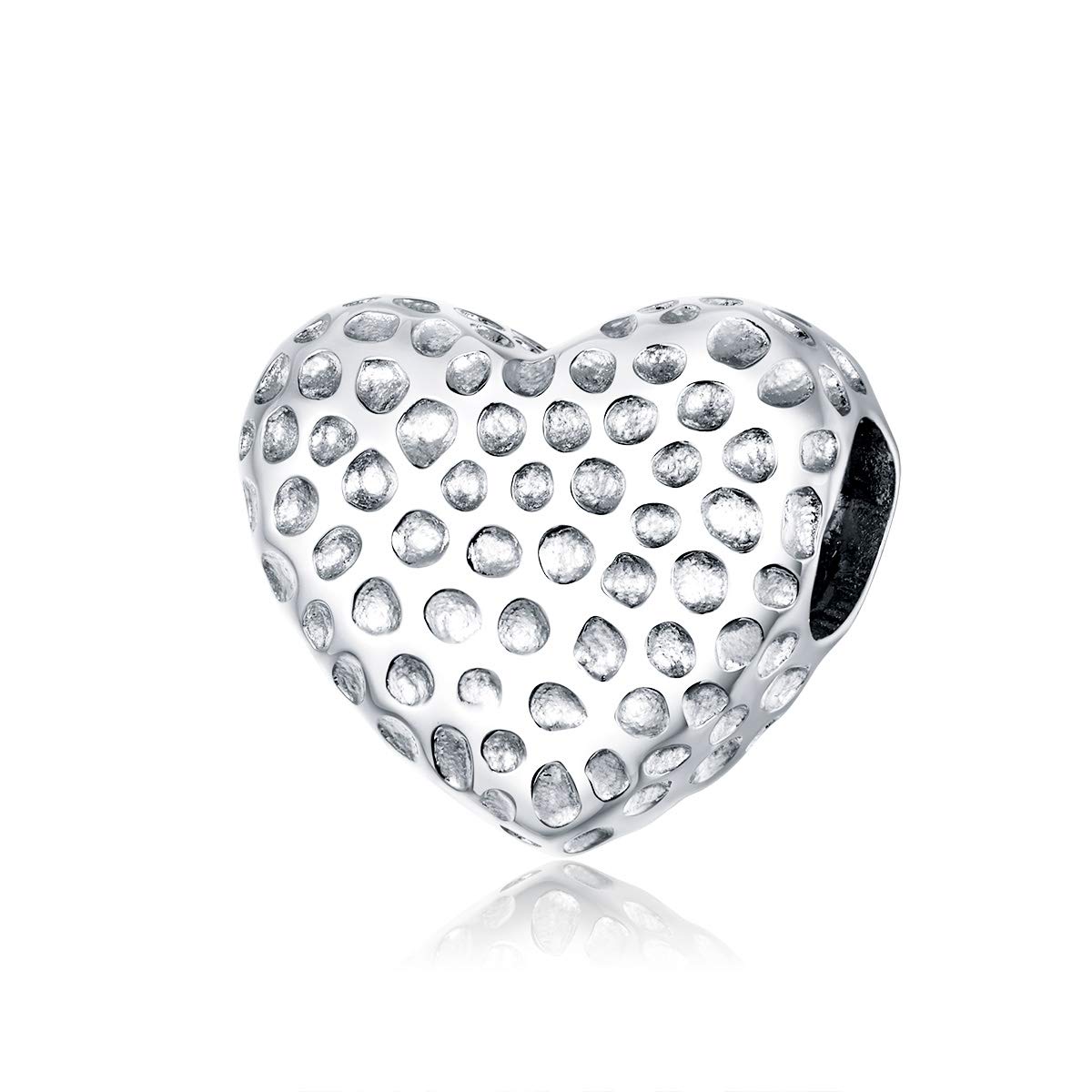 Bijoux Blu Genuine 925 Sterling Silver Shining Heart Charm for Original Luxury Brand Female Plated platinum Jewellery