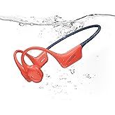 DOOGEE Bone Conduction Headphones, IP68 Waterproof Swimming Headphones Wireless Bluetooth 5.4, Skin Friendly Silicone, 32GB MP3, Sport Open Earphones for Underwater Swimming, Running, Cycling (Red)