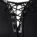 CHARMMA Women's Casual Lace Up Cold Shoulder High Low Hem Hooded Tunic Dress (M, Black)