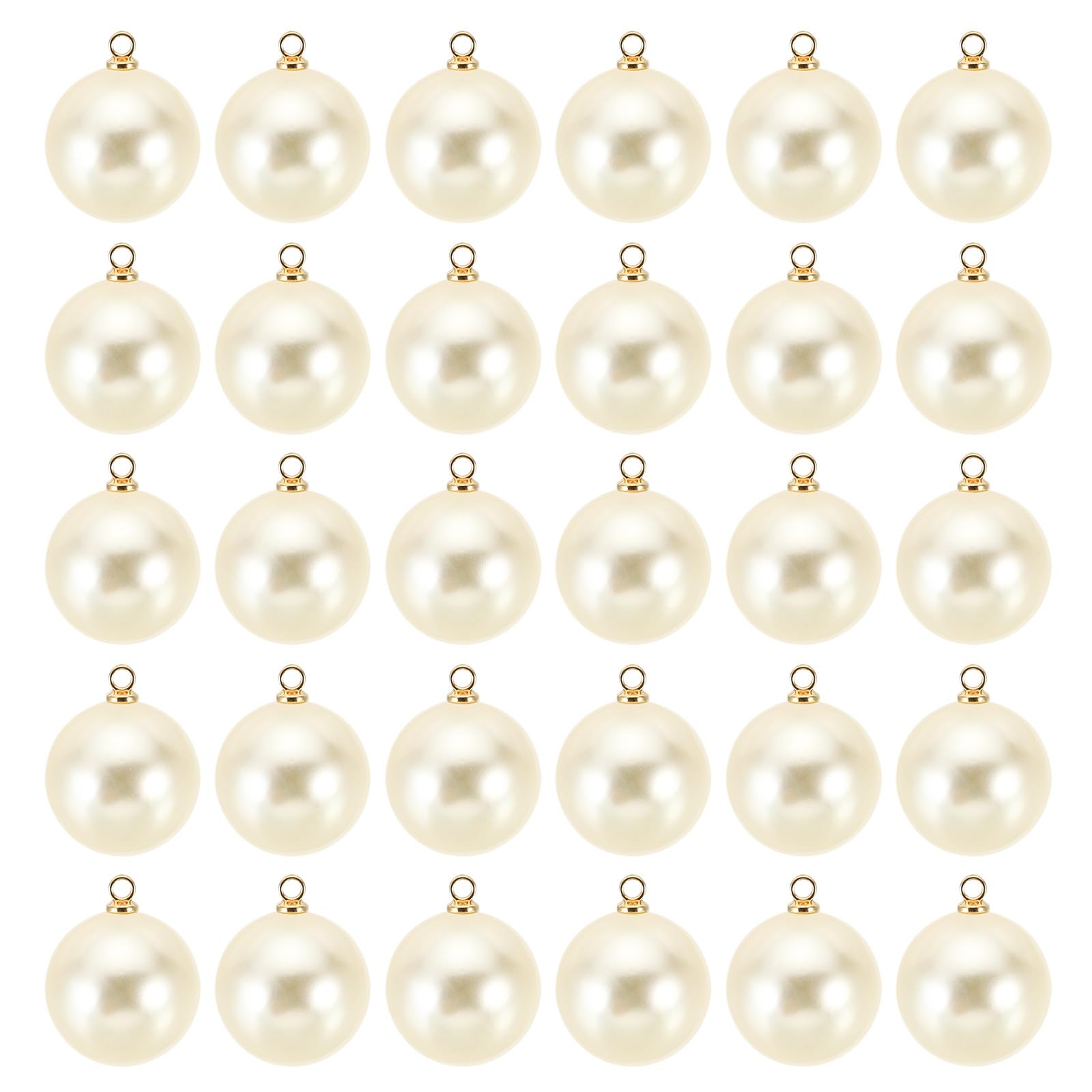 PATIKIL 10mm Pearl Charm, 100pcs Pearl Beads Faux Pearl Pendant Charm Beautiful DIY for Making s s Wedding Crafts, Golden Beige