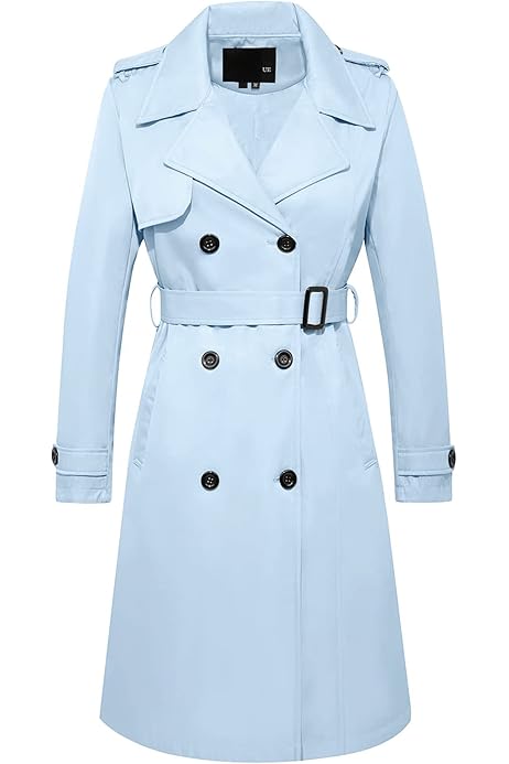 Amazon.com: FARVALUE Women's Long Trenchcoat Double Breasted