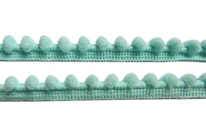 YYCRAFT 10 Yards 3/8" Wide Tiny Pom Pom Ball Fringe Trim DIY Craft Sewing Accessory for Home Curtain Clothes Pillow Decoration(pom Size 5mm,Mint)