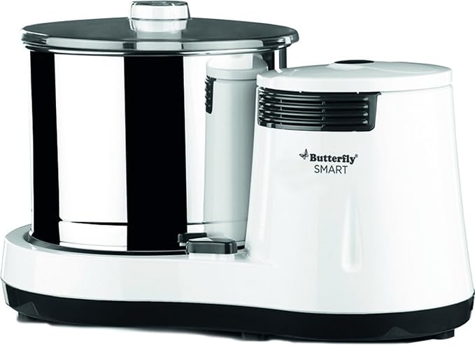 Butterfly Smart Wet Grinder, 2L (White) with Coconut Scrapper Attachment, 150 W