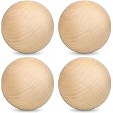 4 Pack 3 Inch Unfinished Wooden Balls, Wooden Round Ball, Natural Round Hardwood Balls, Wood Spheres for Crafts and DIY Projects and Decorations,by GNIEMCKIN