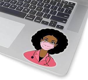 Lplpol Funny 6" Vinyl Decal Sticker Doctor Sticker Kiss-Cut Stickers Female Doctors Medical School Med Student Afro Stickers African American for Laptop Water Bottle Phone Car