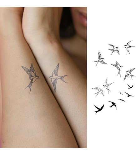 Amazon.com : WEEKINK Swallow Bird Temporary Tattoos – Realistic