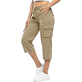 Rdruko Women's Cargo Capris Pants Lightweight Quick Dry Hiking Summer Casual Travel Pants with Pockets