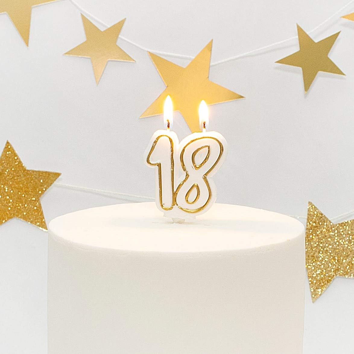 Expression Factory Age 18 Milestone Birthday Cake Candle, Gold, Birthday Candle