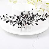 Unicra Bride Wedding Hair Combs Black Delicate Opal Crystal Bridal Headpieces Hair Accessories for Women and Girls (Black)