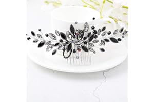 Unicra Bride Wedding Hair Combs Black Delicate Opal Crystal Bridal Headpieces Hair Accessories for Women and Girls (Black)