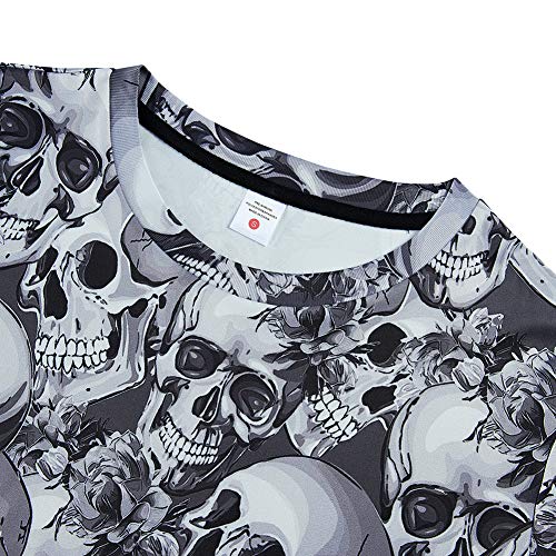 RAISEVERN Unisex Schädel 3D Print Lustige Herren Kurzarm Sommer Tops T Shirts M