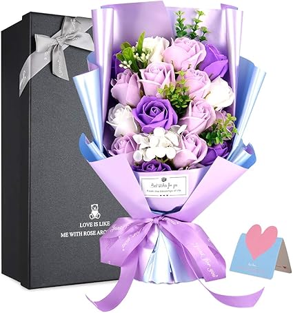 Amazon ソープブーケ ギフト 花 母の日バレンタインデー誕生日クリエイティブギフト誕生日プレゼント女性 人気 花ブーケ ソープフラワーアニバーサリーオープニングセレモニーウェディングセレモニー ギフトボックス付き 造花 オンライン通販