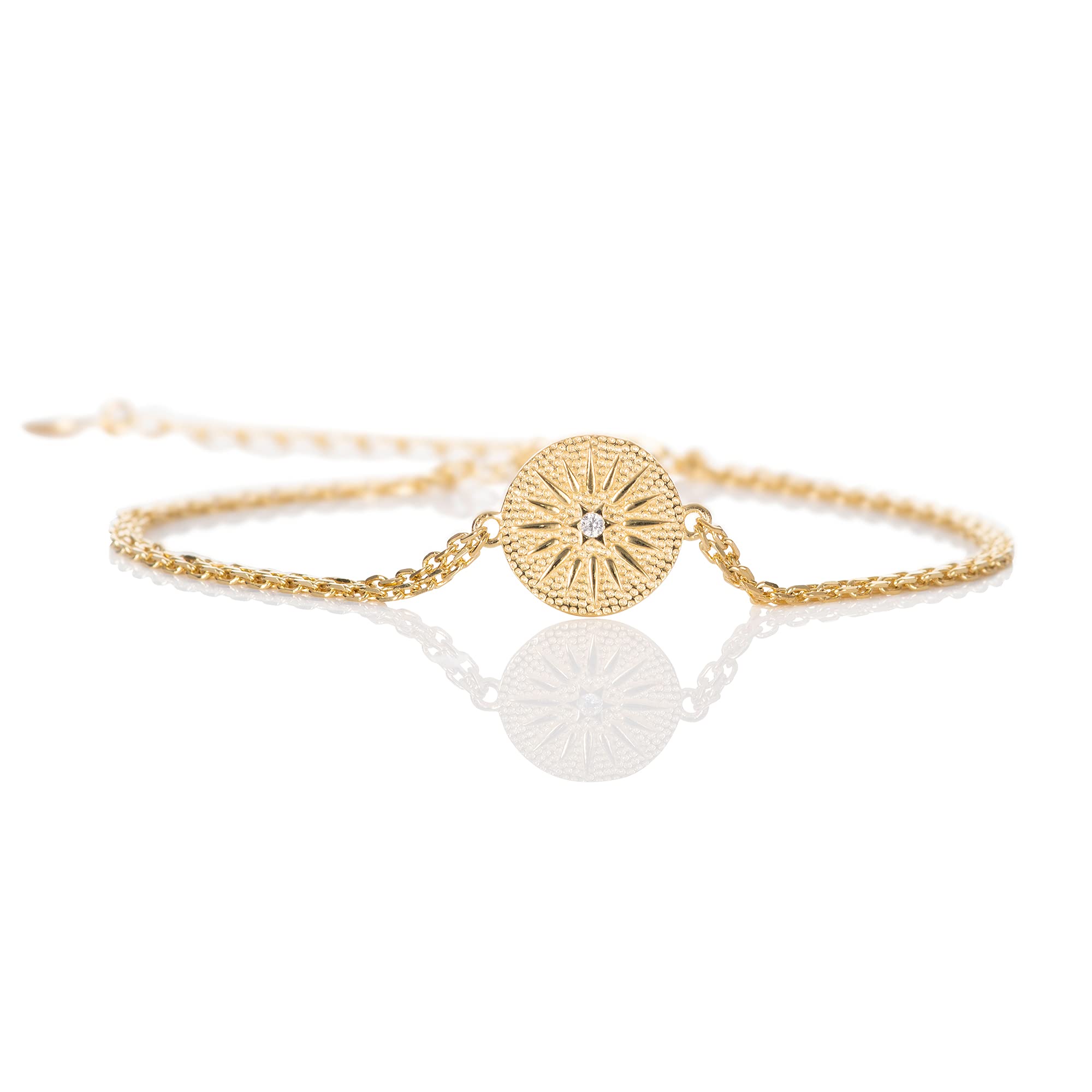 namana Dainty Gold Disc Bracelets for Women and Teenage Girls, Cute Disc Bracelet for Women with a Brushed Finish, Gold Jewellery Gifts for Women
