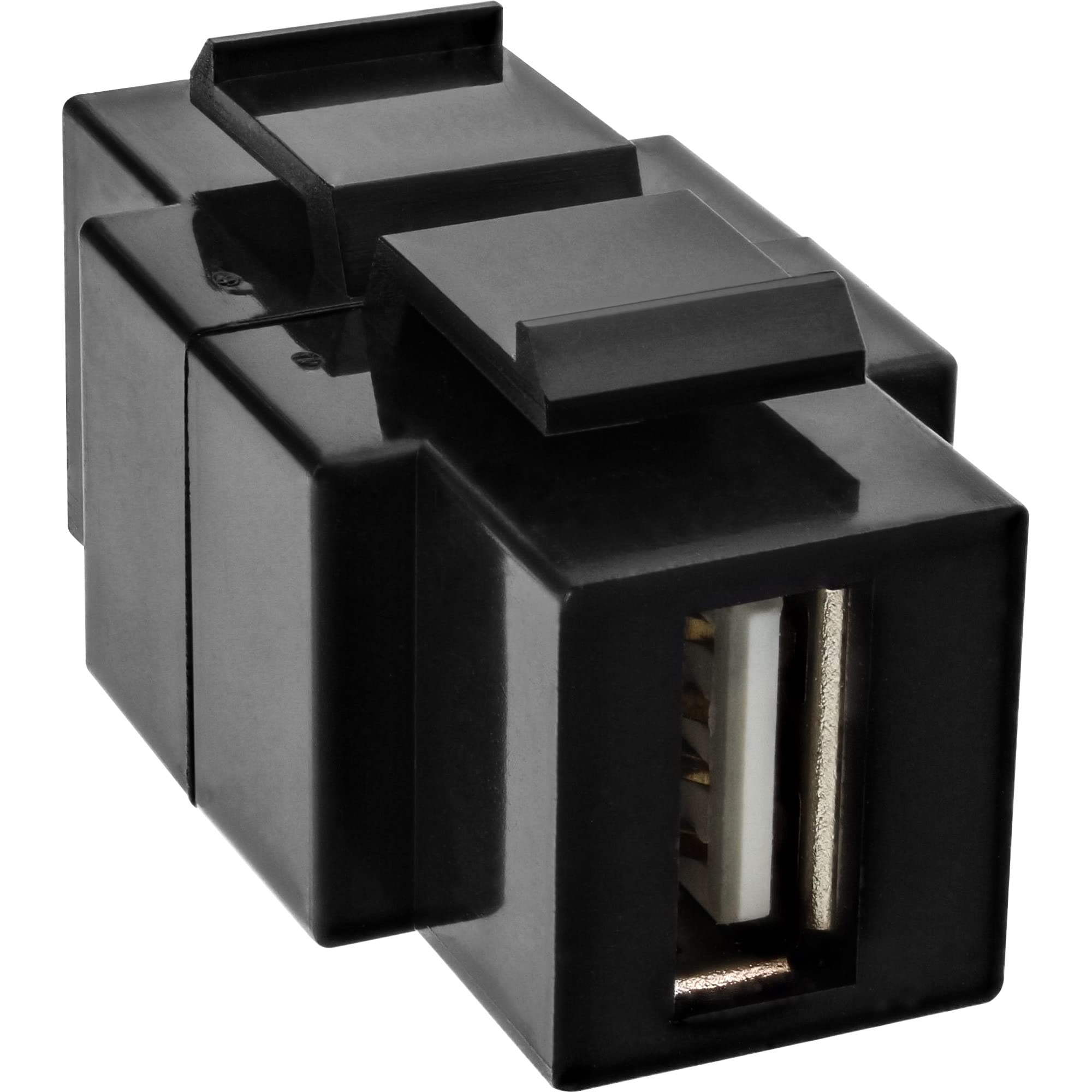 InLine 76201T USB 2.0 Keystone Snap-in Insert, USB A Female/B Female, Black Housing