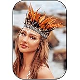 GENBREE Feather Headband Indian Headdress Crown Headpiece Carnival Fascinator Costume Hair Accessories for Women