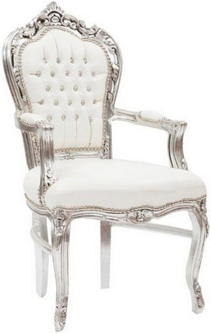 Baroque Chair Silver and White