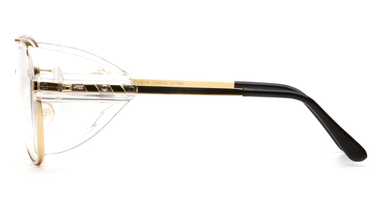 Pyramex Pathfinder Aviator Safety Glasses with Gold Frame and Clear