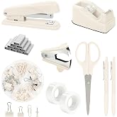 SKYDUE Office Supplies Set, Stapler and Tape Dispenser Set,10PCS | Desk Accessories Kit with Stapler, Tape Dispenser, Scissors, Clips &amp; Staple Remover, for Home Office, School