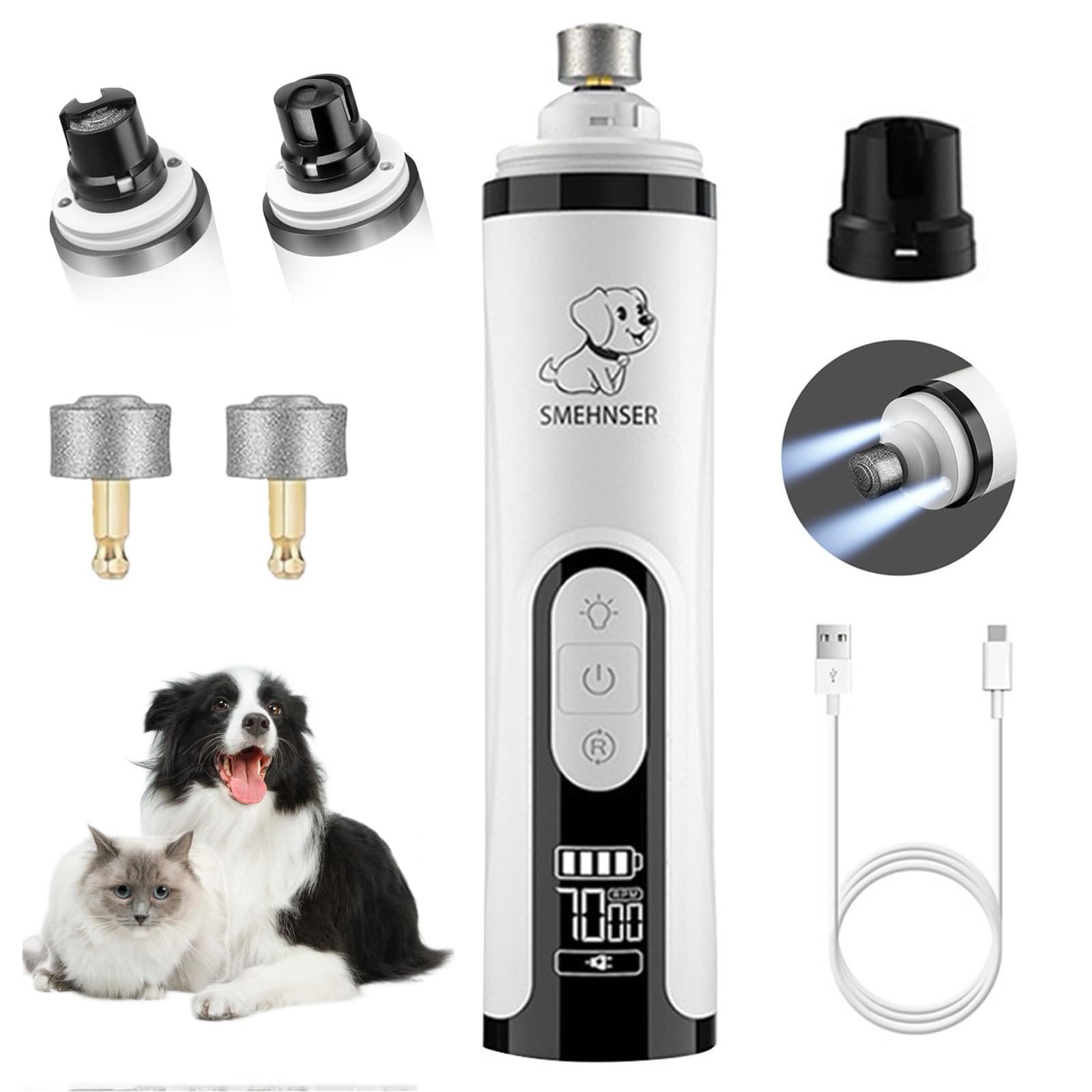 Photo 1 of 2026 Upgraded Silent Groom Pro Nail Grinder - 3-Speed Cordless Grooming Pro Nail Grinder, Pet Nail Trimmer with 2 LED Light,USB-C Rechargeable & 2 Grinding Wheels for Small Medium Large Dogs and Cats